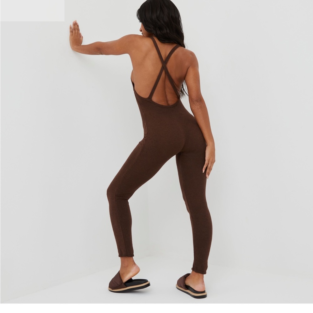 Ego shoes THIN STRAPPED JUMPSUIT IN BROWN KNIT